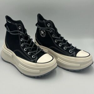 Converse Women's Black and Cream Platform Sneakers No Box